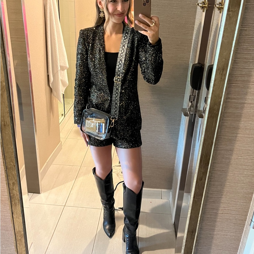 Zara Sequin Blazer and Shorts Set